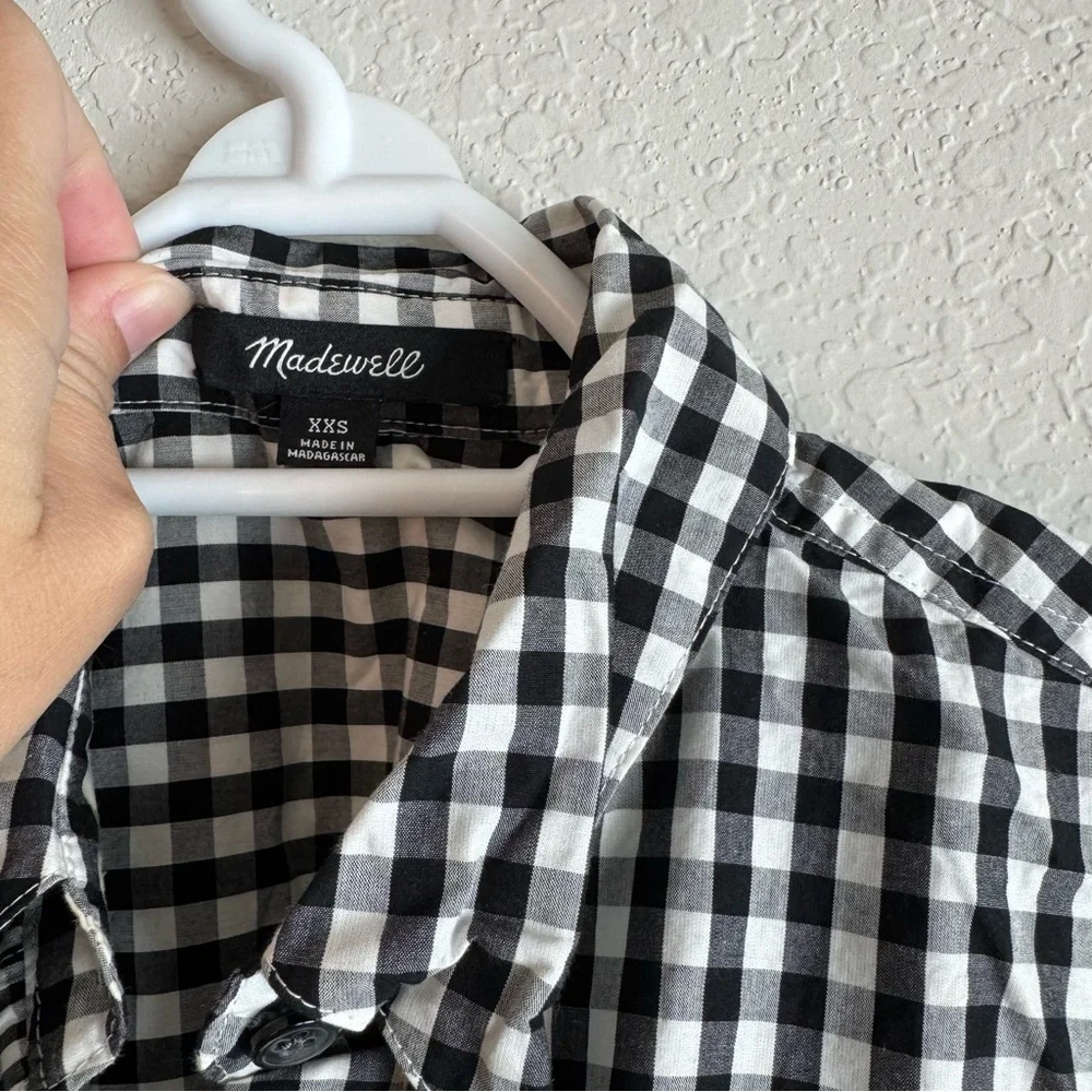 Madewell Oversized Gingham Play Button Down Shirt in Black and White XXS - Picture 5 of 7
